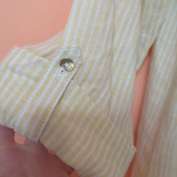 Sigrid Olsen Linen Stripe Button Down Shirt M - Picture 4 of 7